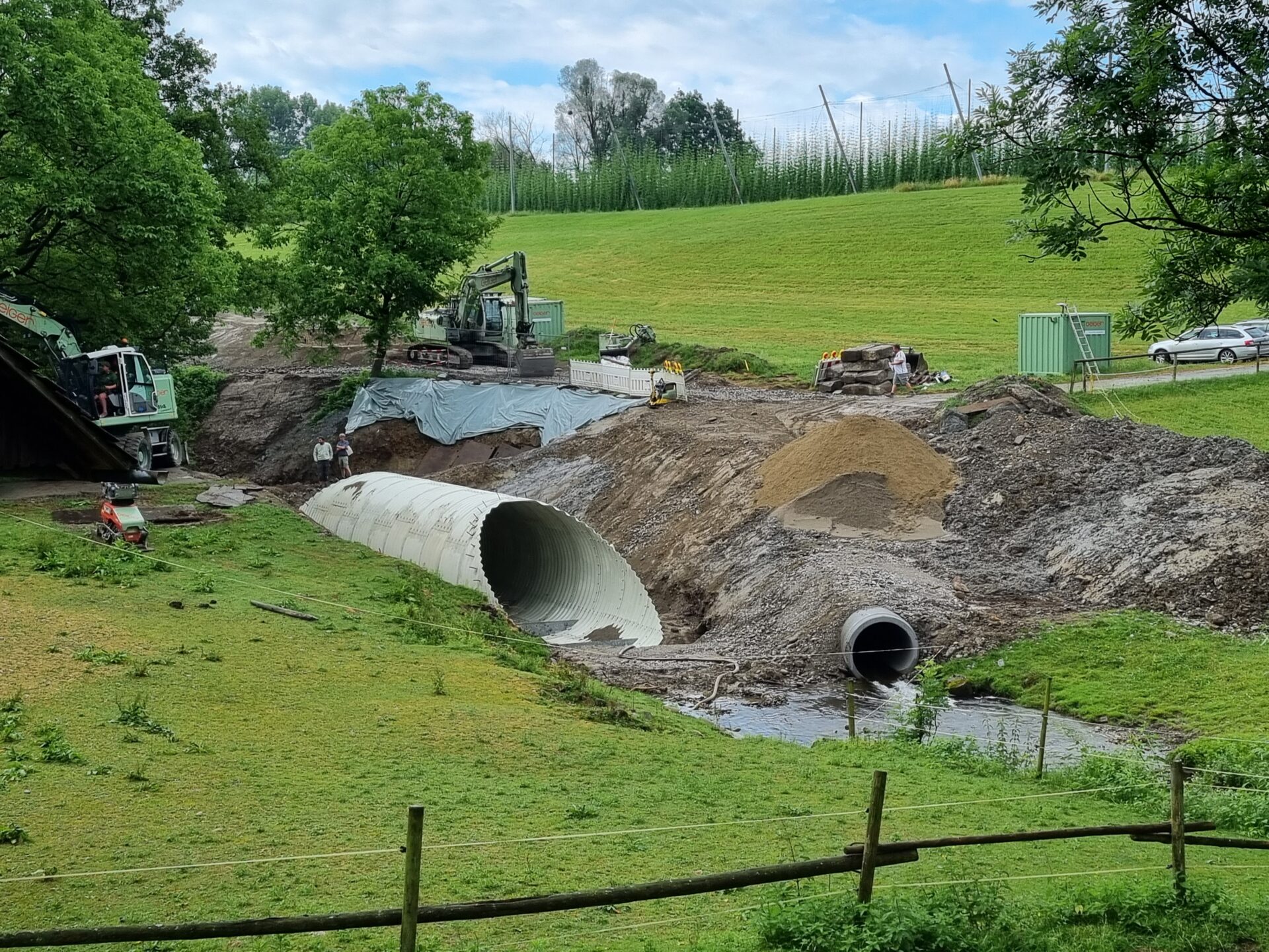 Baustelle für ein Regen-Durchlass